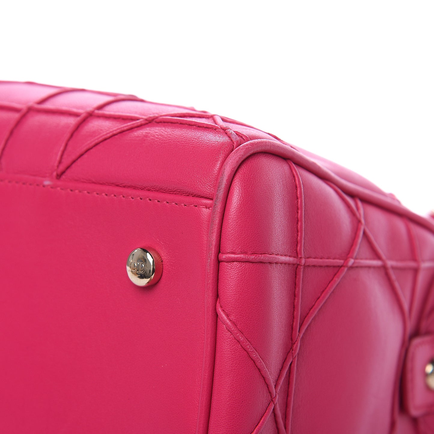 Lambskin Cannage Mini Granville Polochon Fuchsia