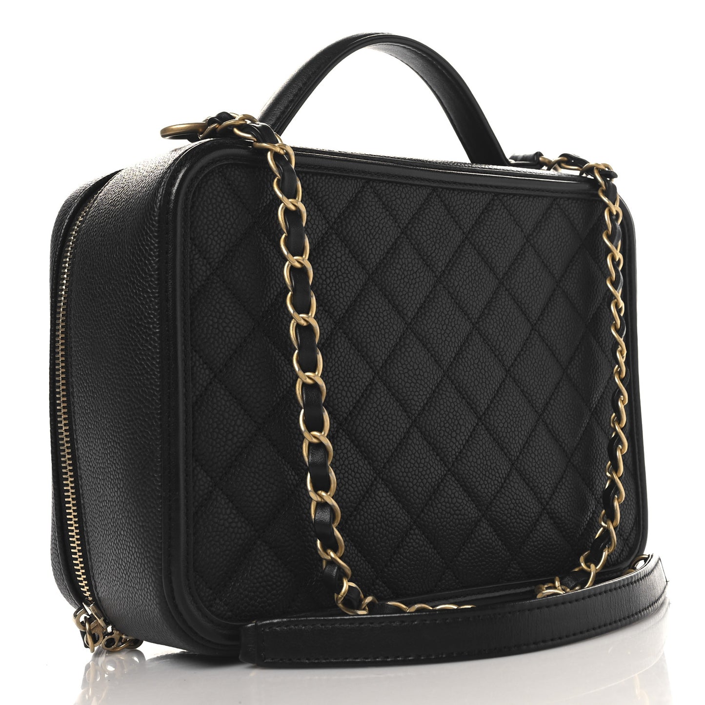 Caviar Quilted Large CC Filigree Vanity Case Black