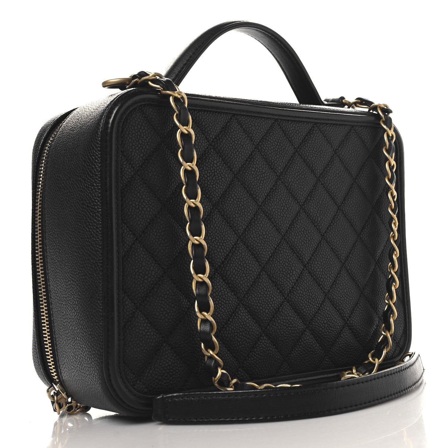 Chanel Caviar Quilted Large CC Filigree Vanity Case Black 3 of 11