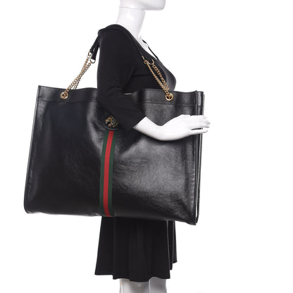 Gucci Calfskin Maxi Rajah Chain Tote Black 2 of 10