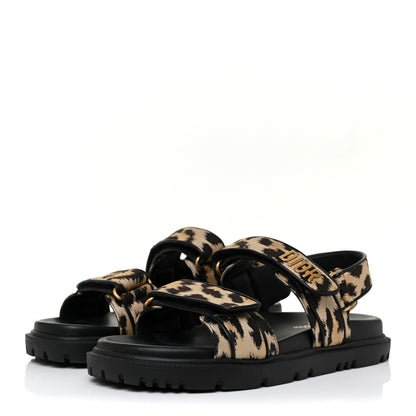 Christian Dior Technical Fabric Mizza Print DiorAct Sandals 38 Beige Multicolor 3 of 12