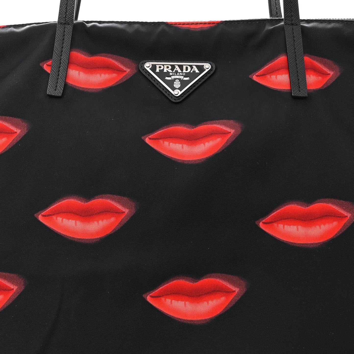 Tessuto Nylon Lips Tote Black