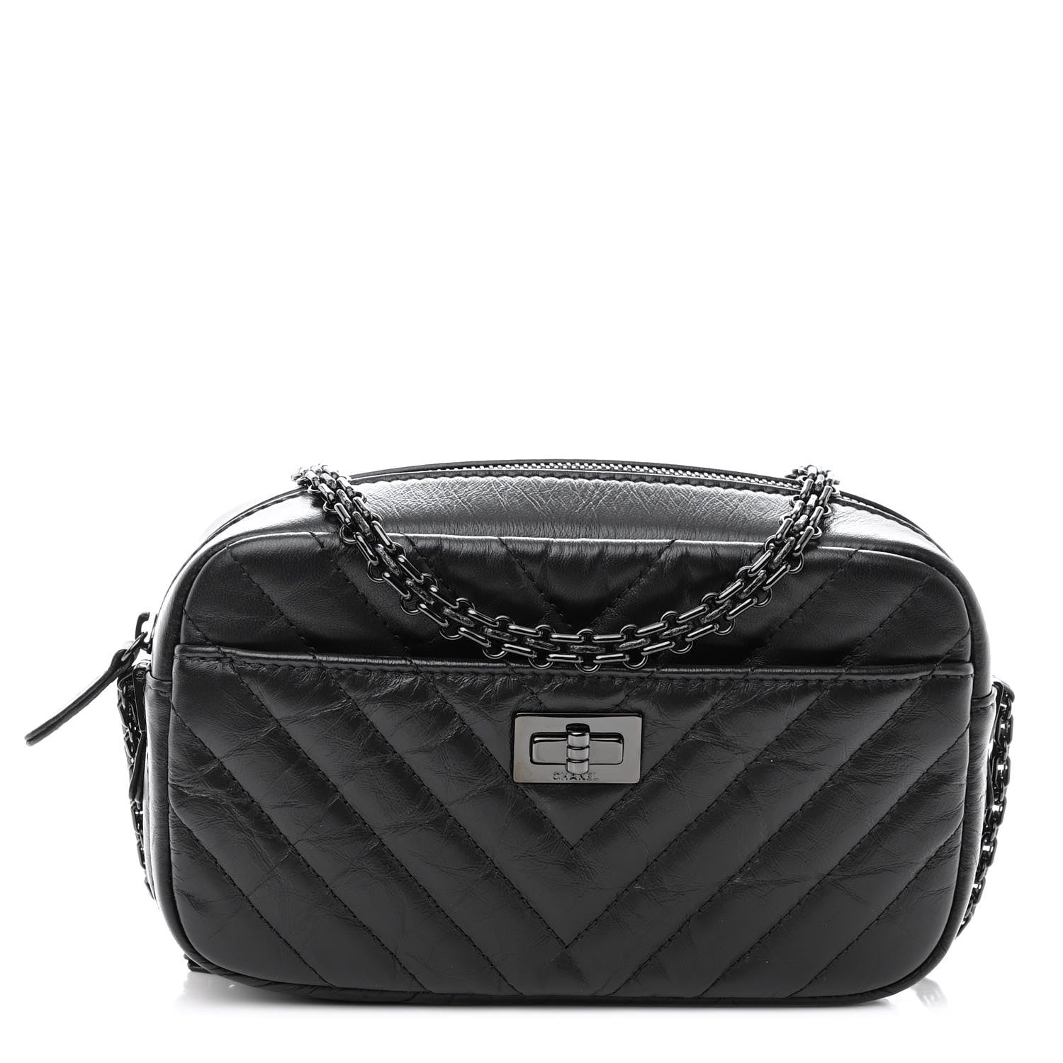 Chanel Aged Calfskin Chevron Mini Reissue Camera Case So Black 1 of 10