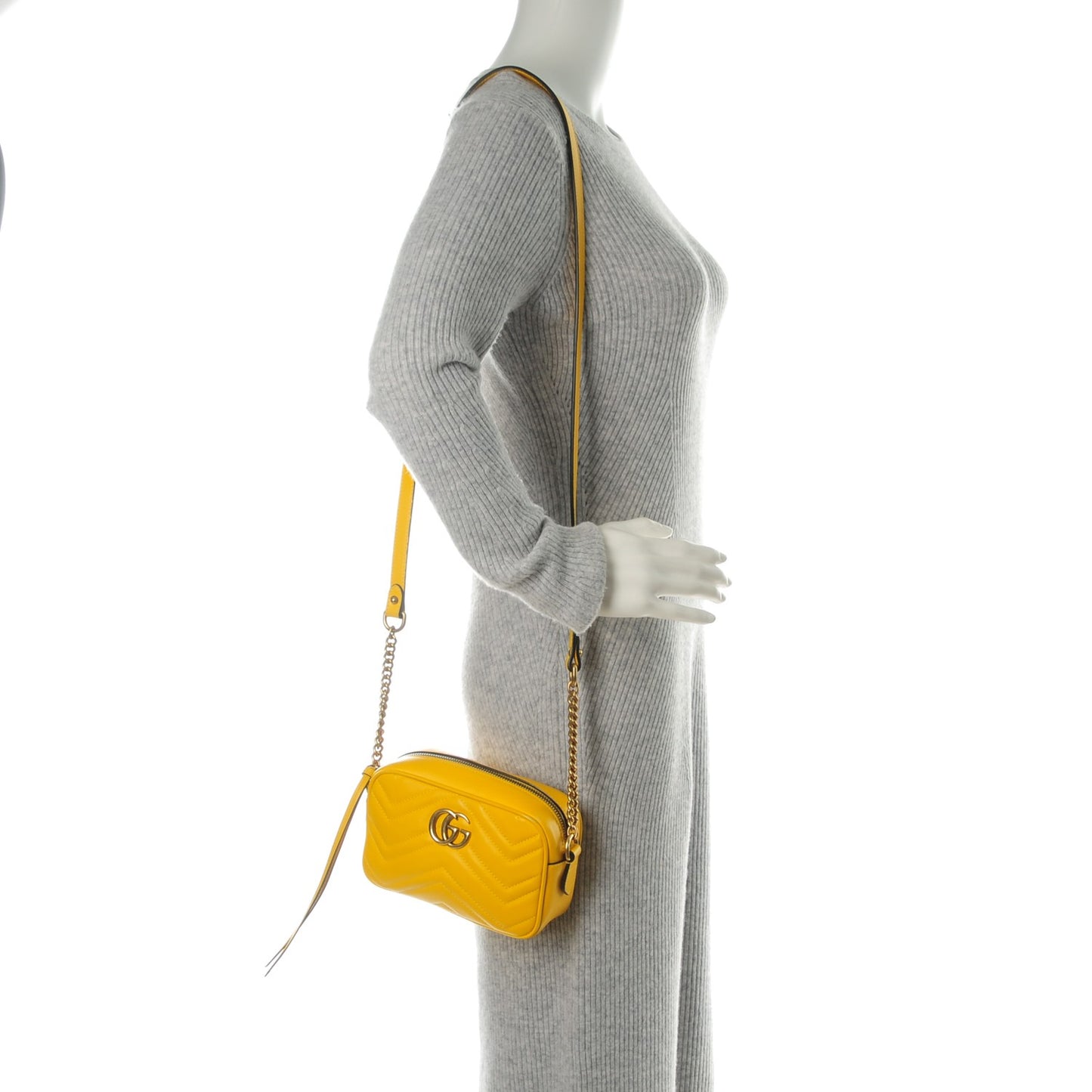 Calfskin Matelasse Mini GG Marmont Chain Shoulder Bag Stone Topaz