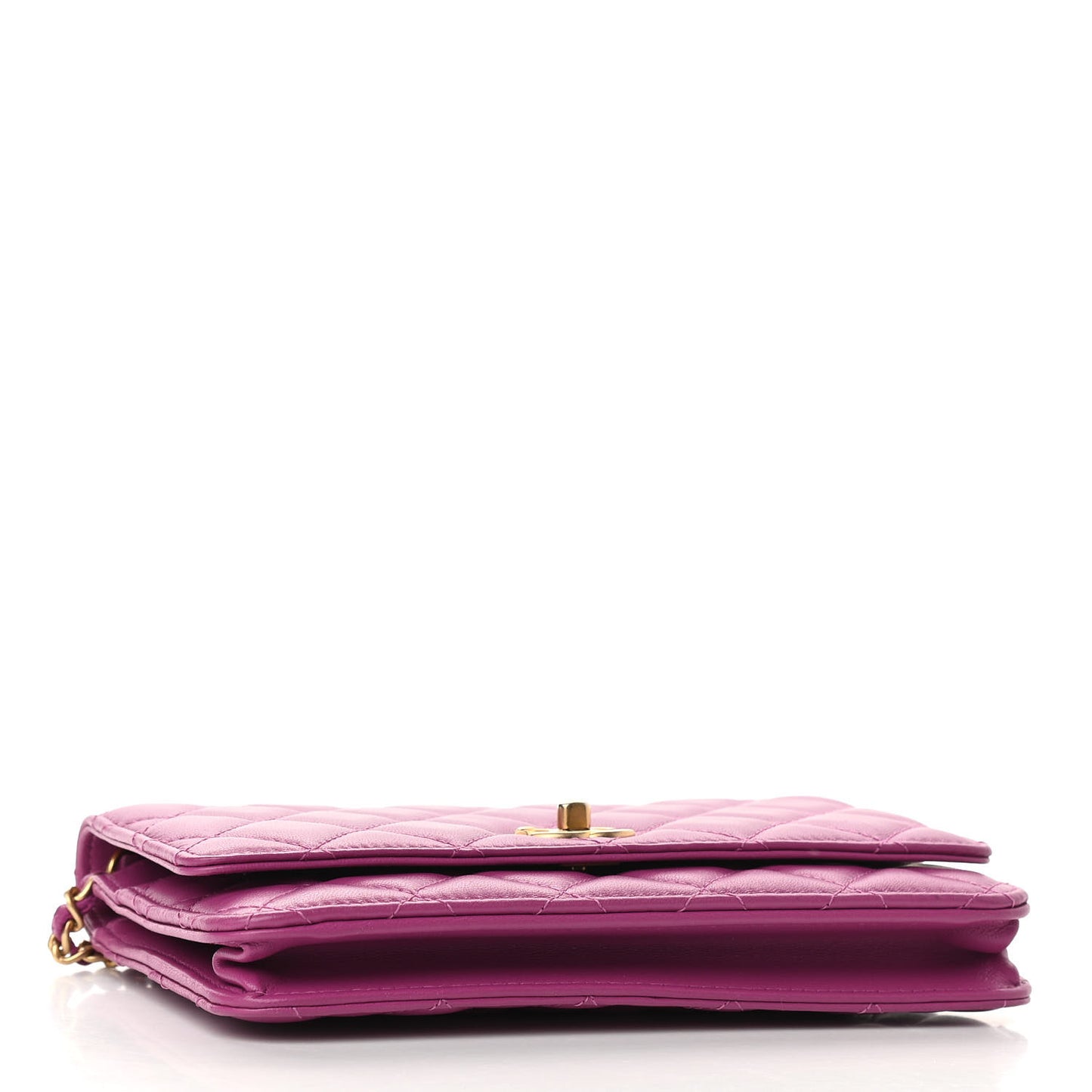 Lambskin Quilted Pearl Crush Wallet on Chain WOC Pink
