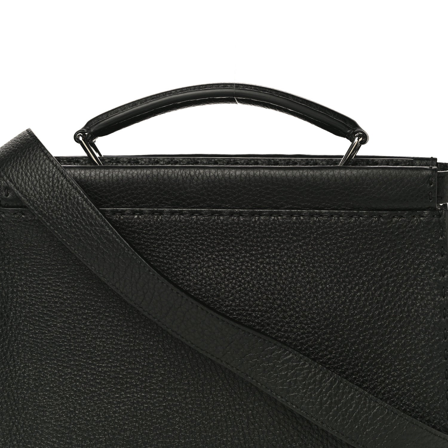 Fendi Cuoio Romano Selleria Monster Eyes Mini Peekaboo Iconic Fit Satchel Black 8 of 10