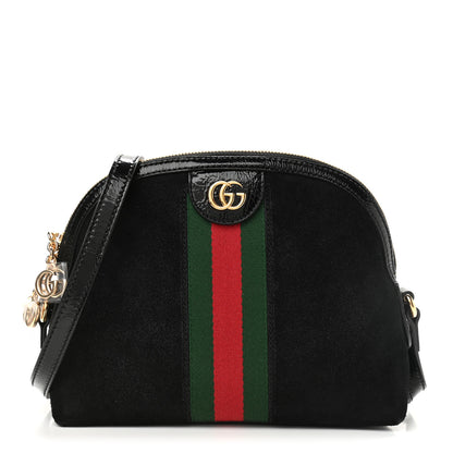Gucci Suede Patent Web GG Small Ophidia Dome Shoulder Bag Black 1 of 10
