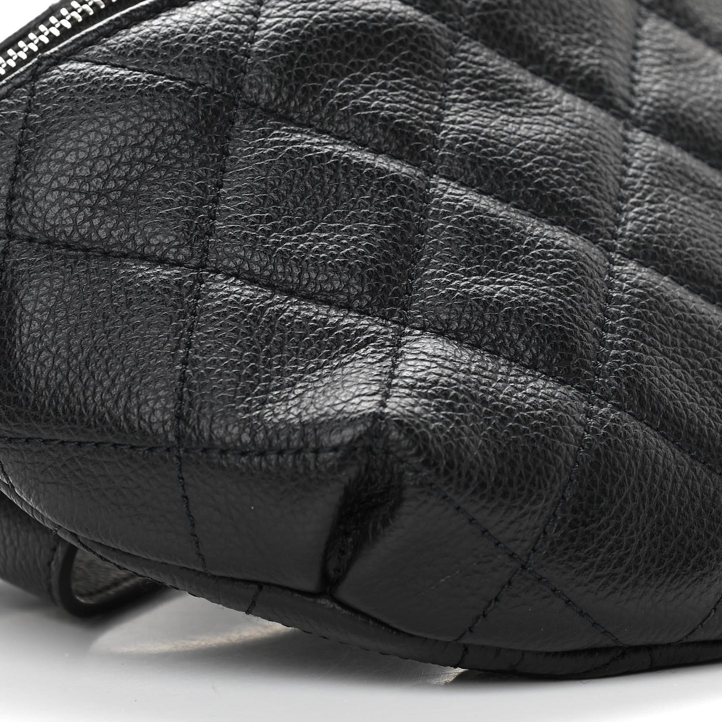 Grained Calfskin Quilted Waist Belt Bag Black