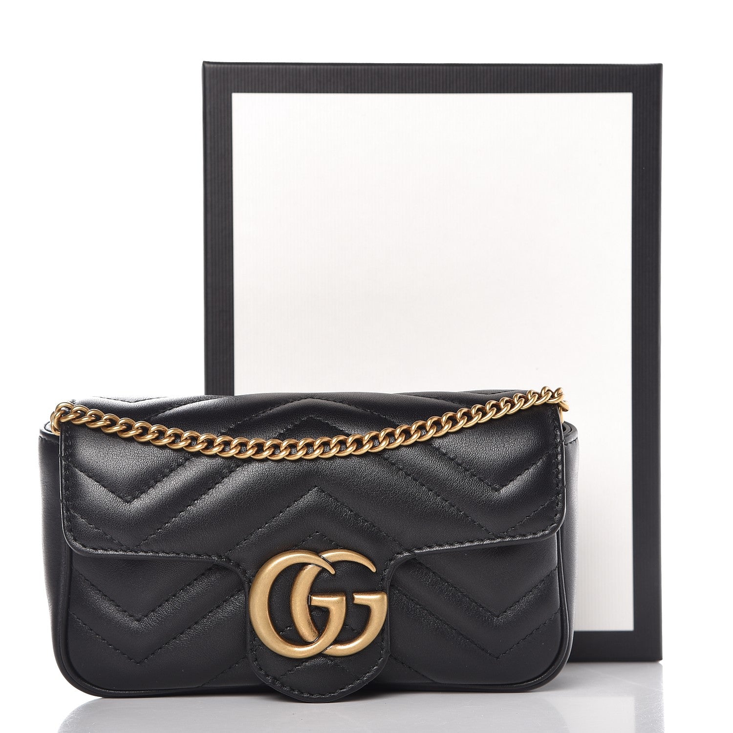 Gucci Calfskin Matelasse Super Mini GG Marmont Shoulder Bag Black 15 of 15