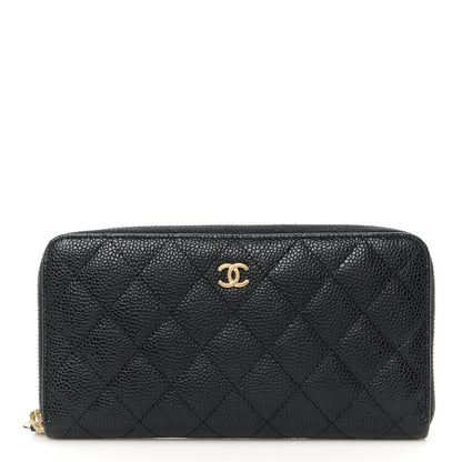Chanel Caviar Quilted Large Gusset Zip Around Wallet Black 1 of 10
