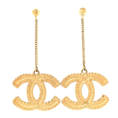Chanel CC Drop Earrings Matte Gold 1 of 5