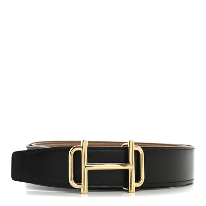 Hermes Chamonix Togo 32mm Royal Belt 85 Black Gold 1 of 8