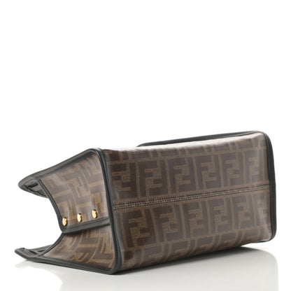 Fendi Glazed Fabric Vitello Century FF 1974 Stamp Patch Mini Peekaboo Defender Cover Mogano Panna Black 4 of 9