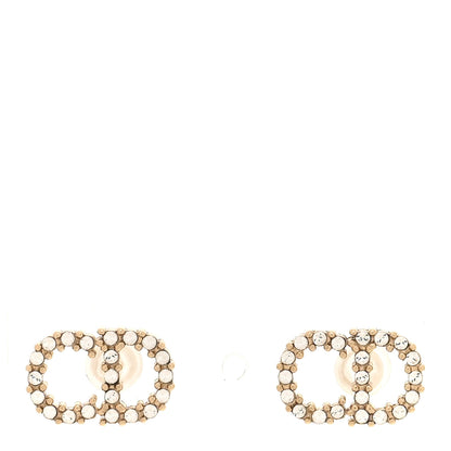Christian Dior Strass Crystal CD Earrings Gold 1 of 4