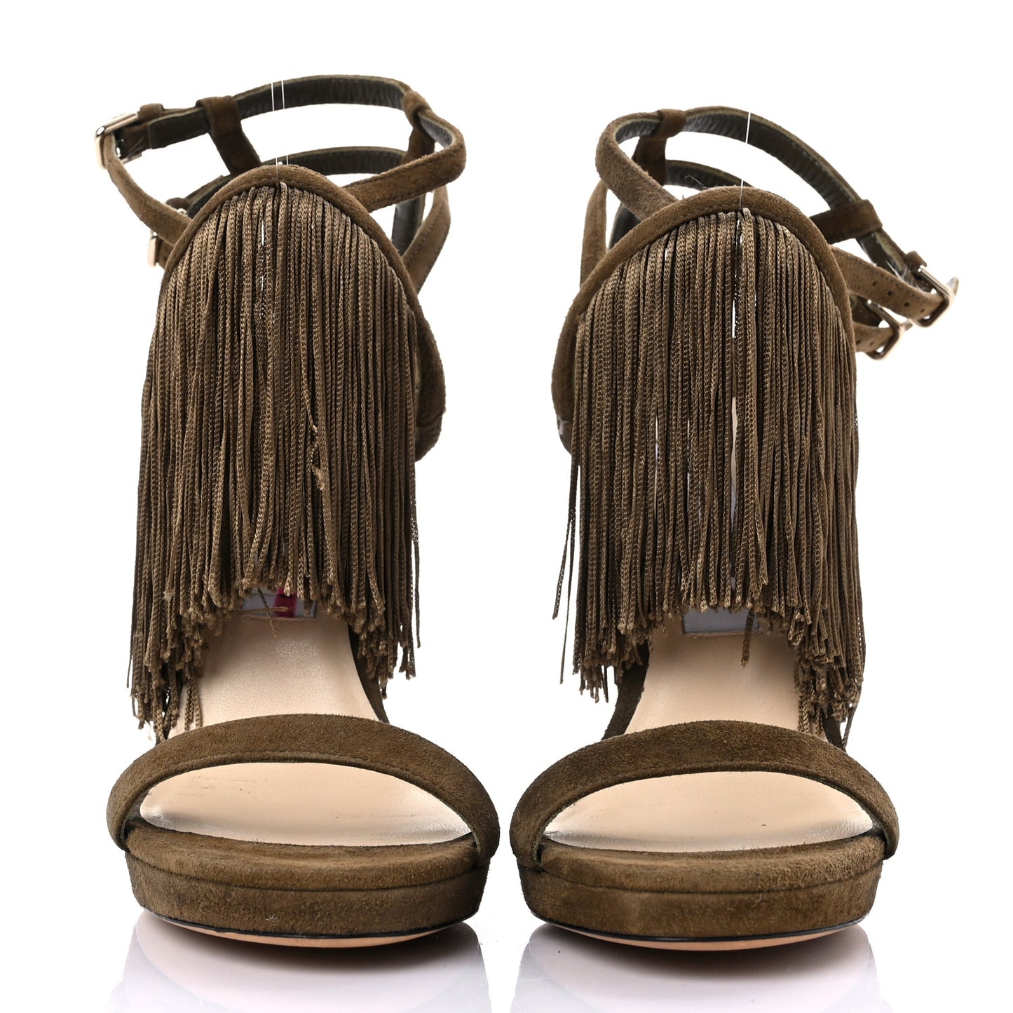 Suede Fringe Farrah 120 Sandals 39 Olive