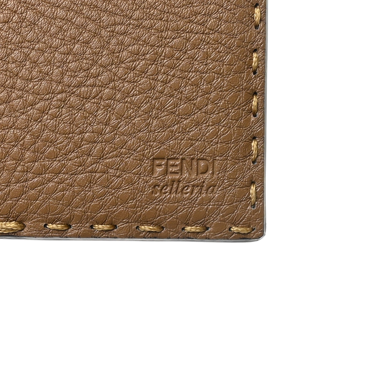Cuoio Romano Selleria Logo Bi-Color Card Holder Ivory Brown