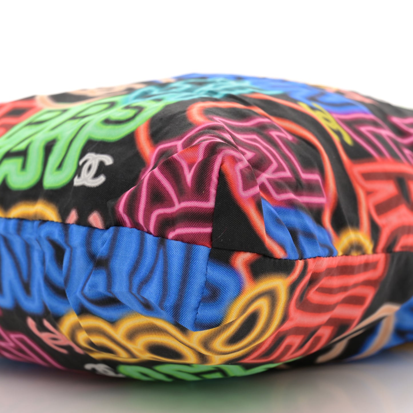 Caviar Fabric Graffiti Foldable Tote Bag With Chain Black Multicolor