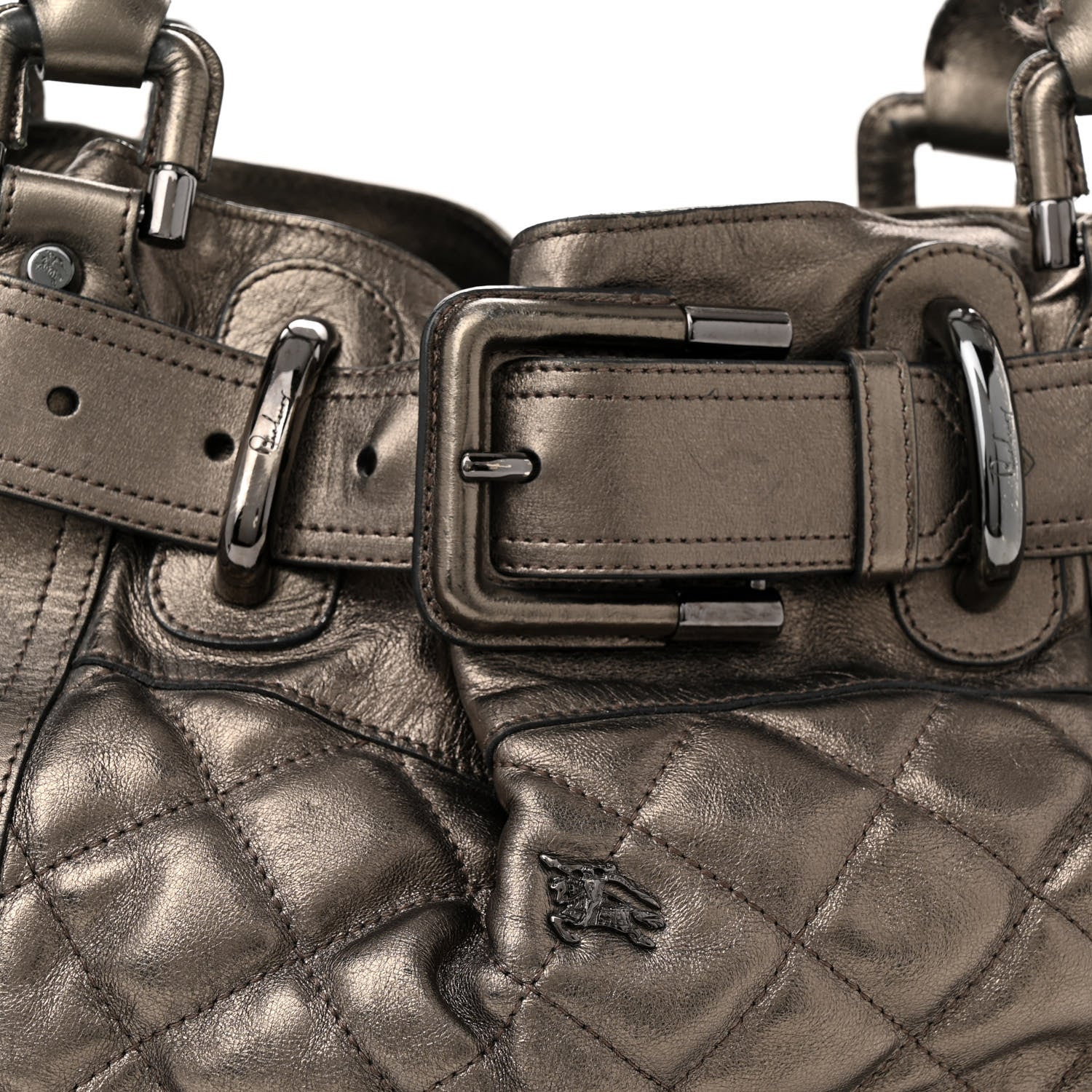 Burberry Calfskin Quilted Beaton Gunmetal 8 of 22