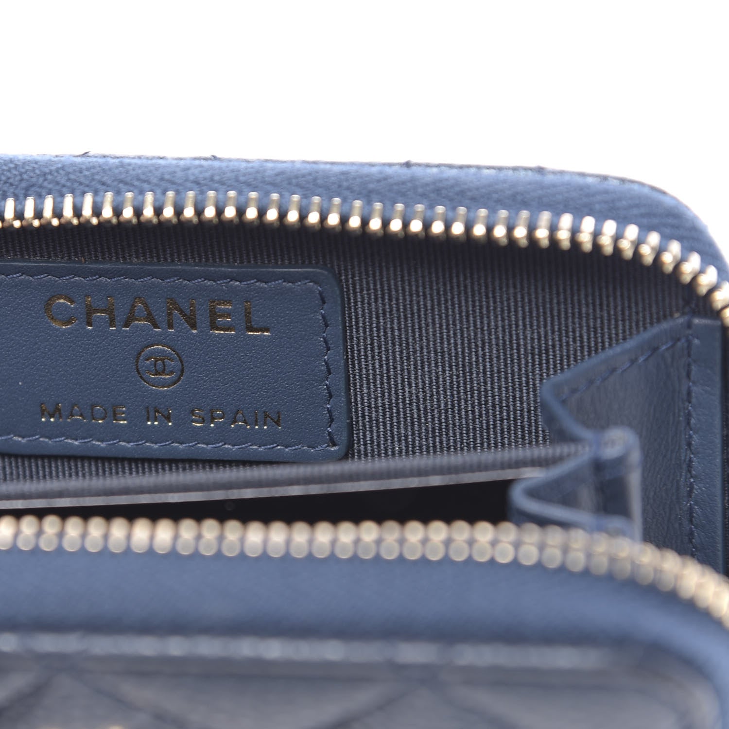 Chanel Metallic Caviar Quilted Zip Coin Purse Dark Blue 6 of 8