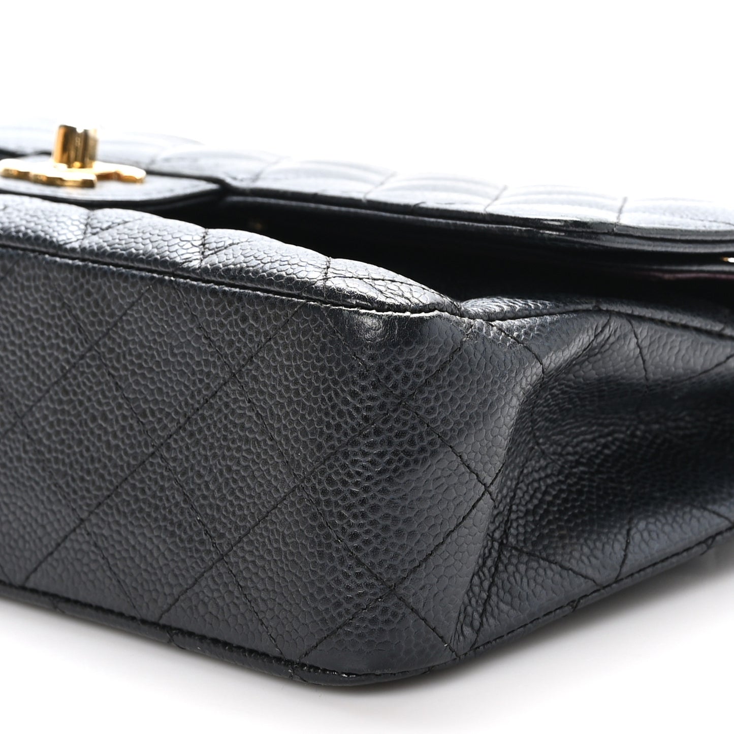Caviar Quilted Medium Double Flap Black