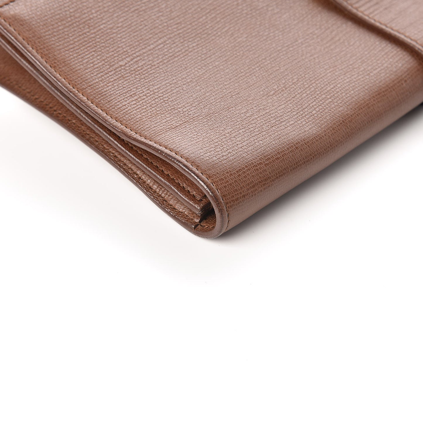 Textured Calfskin Y Ligne Clutch Brown