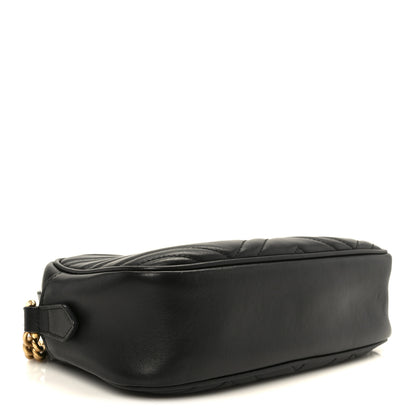Gucci Calfskin Matelasse Small GG Marmont Chain Shoulder Bag Black 4 of 11