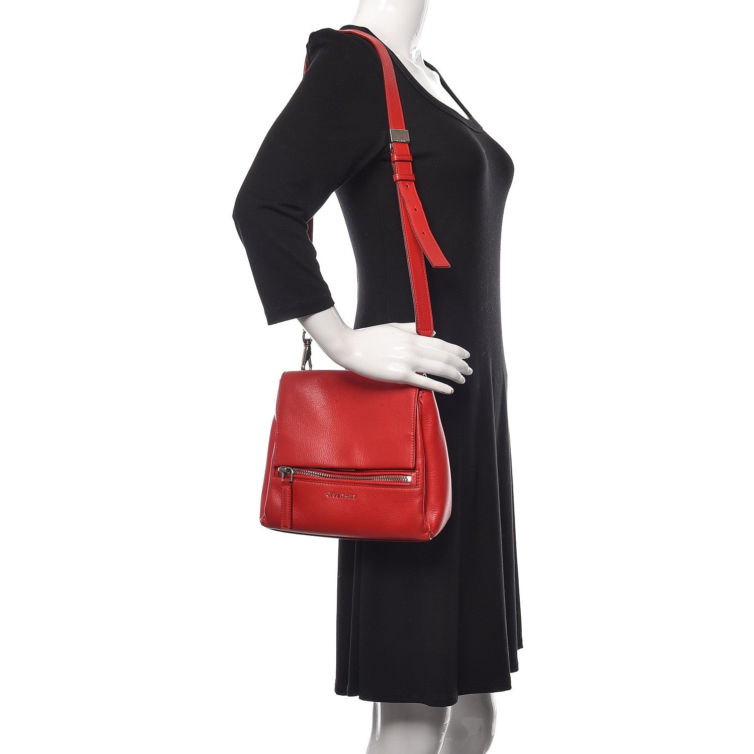 Givenchy Waxy Grained Calfskin Medium Pandora Pure Flap Bag Red 2 of 16