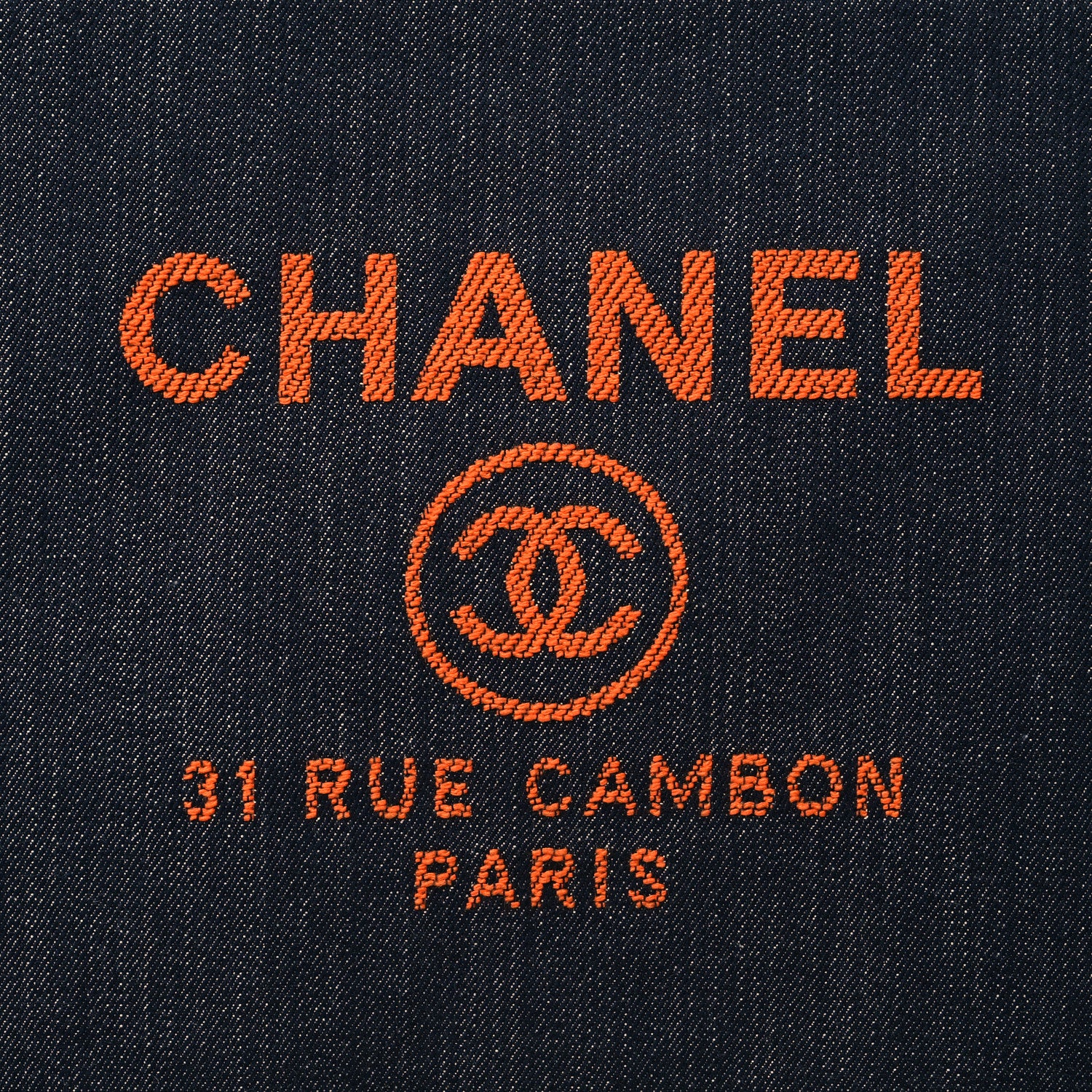 Chanel Denim Large Deauville Pouch Clutch Blue Orange 8 of 11