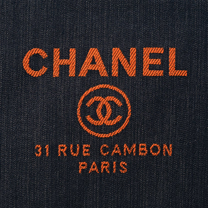 Chanel Denim Large Deauville Pouch Clutch Blue Orange 8 of 11