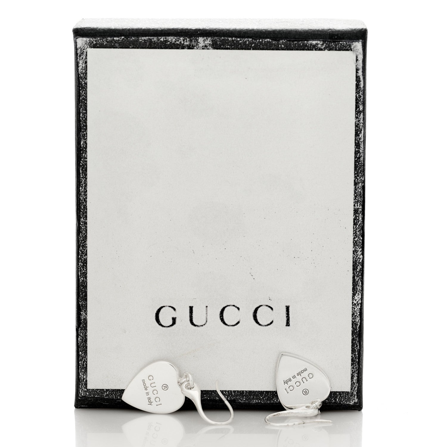 Gucci Sterling Silver Trademark Heart Drop Earrings 5 of 5