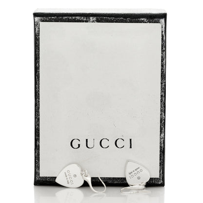 Gucci Sterling Silver Trademark Heart Drop Earrings 5 of 5