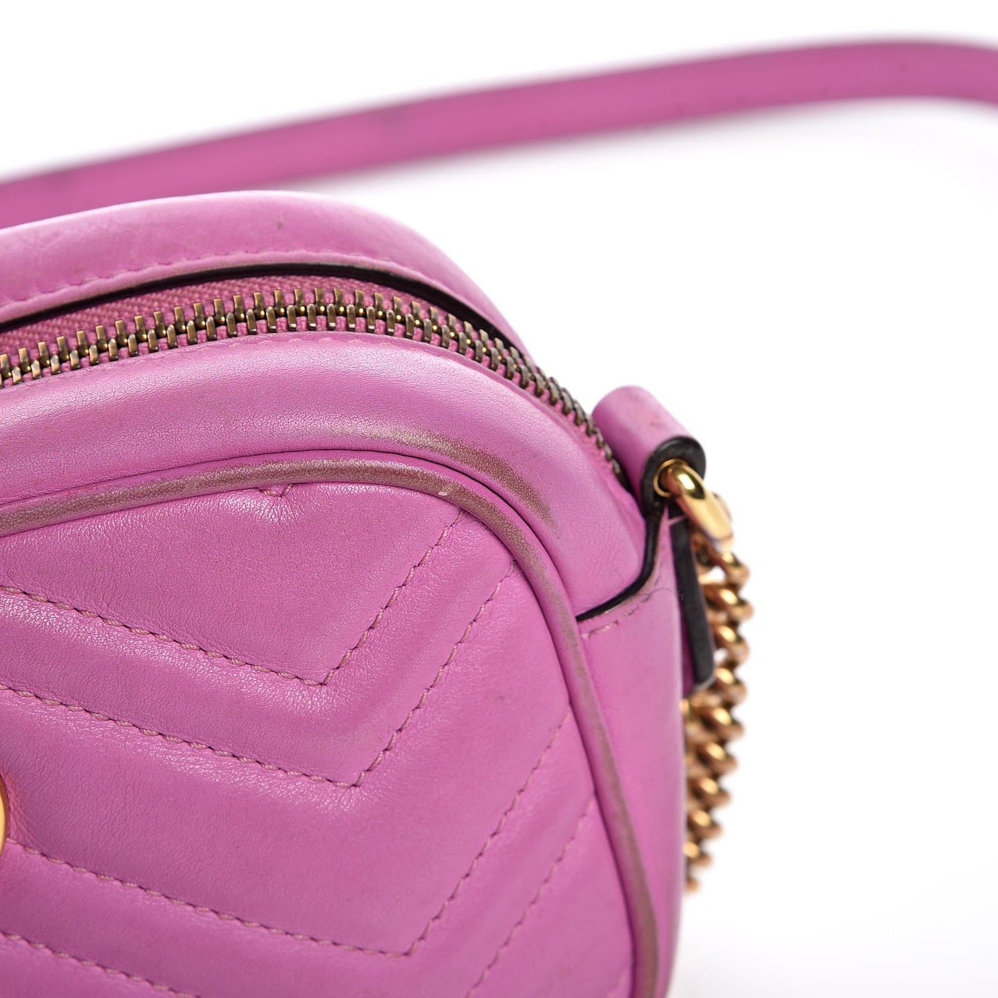 Calfskin Matelasse Mini GG Marmont Chain Shoulder Bag Candy Mousse