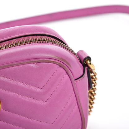 Gucci Calfskin Matelasse Mini GG Marmont Chain Shoulder Bag Candy Mousse 20 of 21
