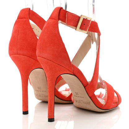 Jimmy Choo Suede Lottie Sandals 35 Fire 4 of 7