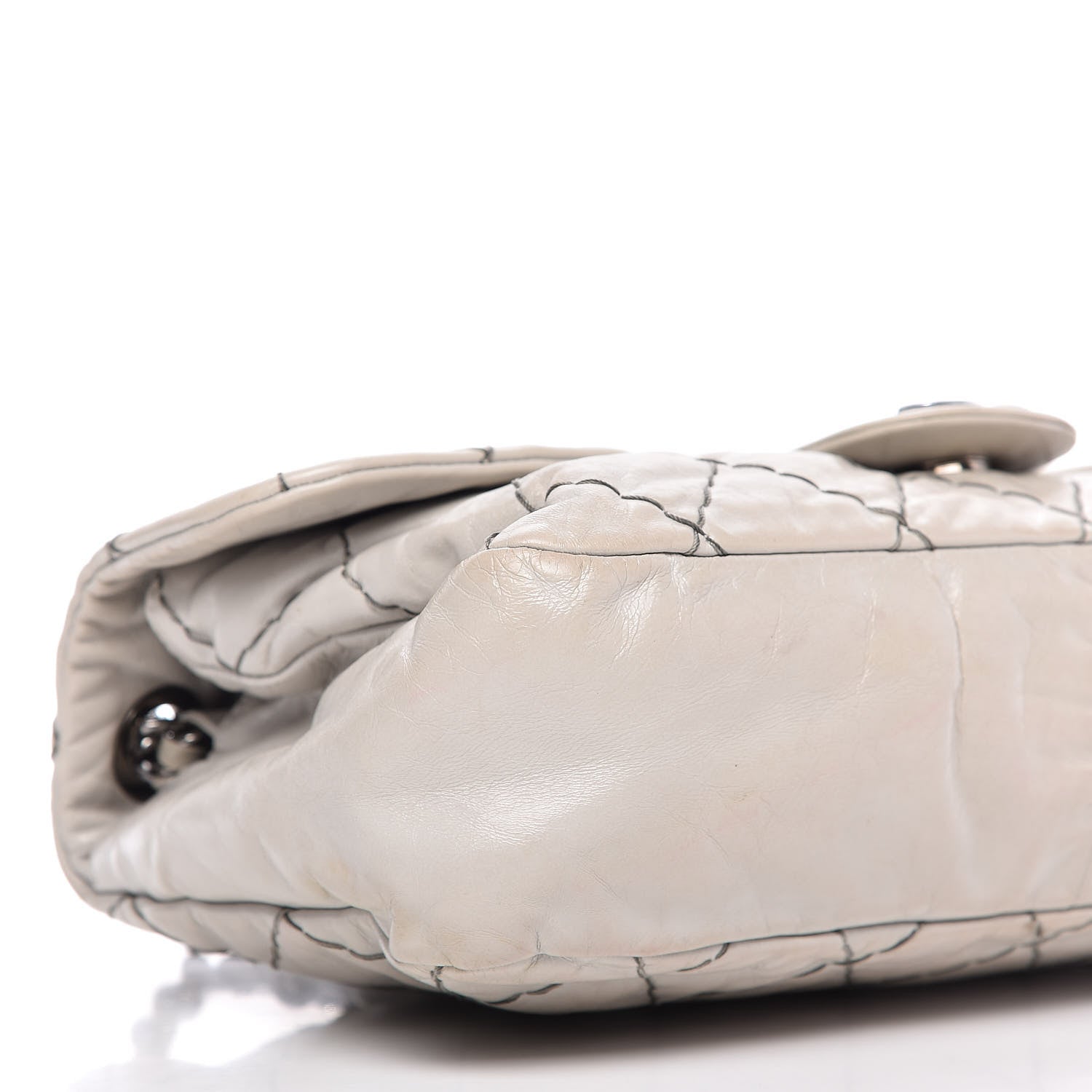Chanel Glazed Goatskin Double Stitch Flap Light Grey 6 of 9