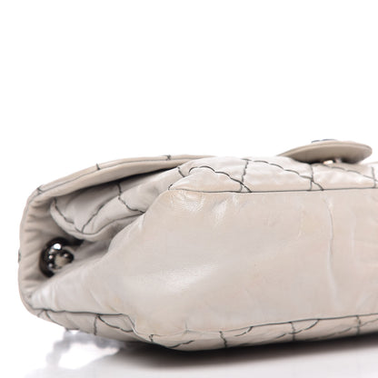 Chanel Glazed Goatskin Double Stitch Flap Light Grey 6 of 9