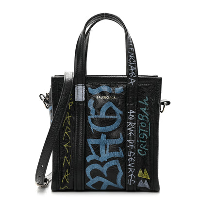 Balenciaga Agneau Arena Graffiti All Over XXS Bazar Shopper Tote Black Multicolor 1 of 12