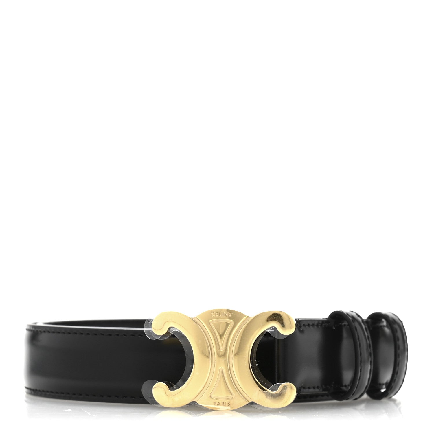 Celine Box Calfskin Medium 25mm Triomphe Belt 70 28 Black 1 of 8