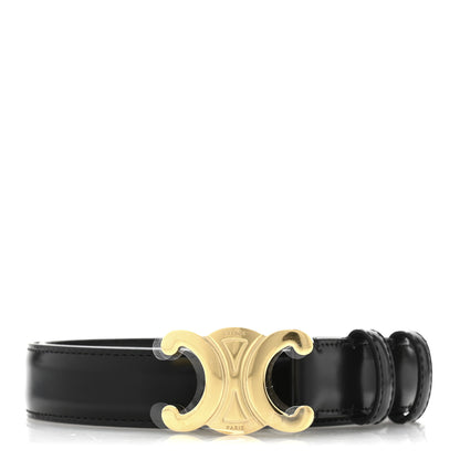 Celine Box Calfskin Medium 25mm Triomphe Belt 70 28 Black 1 of 8