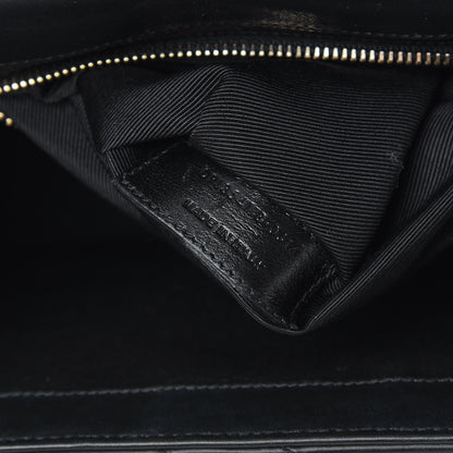 Saint Laurent Smooth Calfskin Matelasse Chevron Large Monogram Satchel Black 9 of 14