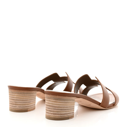 Hermes Calfskin Oasis Sandals 39 Gold 4 of 9