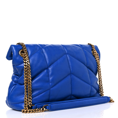 Saint Laurent Lambskin Quilted Small Loulou Puffer Monogram Chain Satchel Majorele Blue 3 of 15