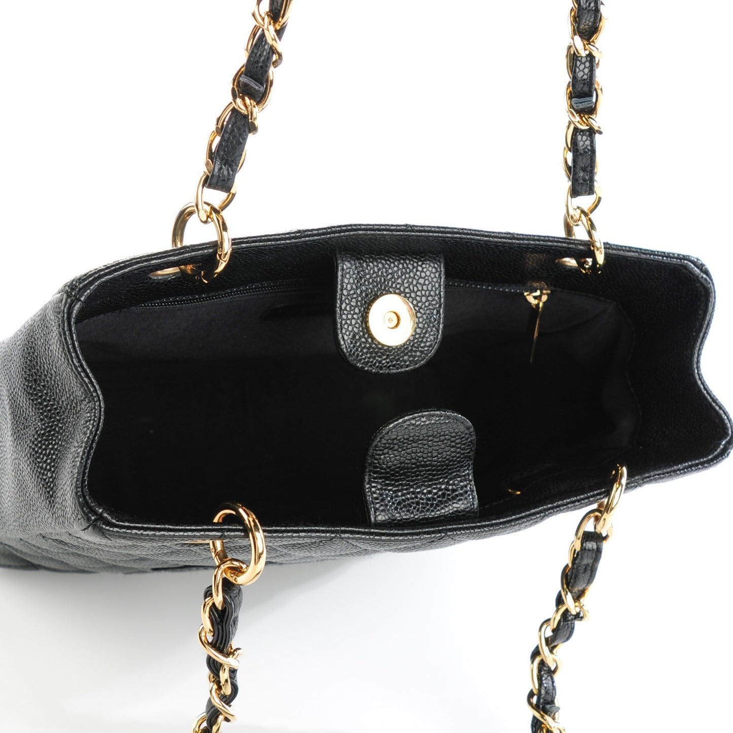 Caviar Quilted Petit Shopping Tote PST Black