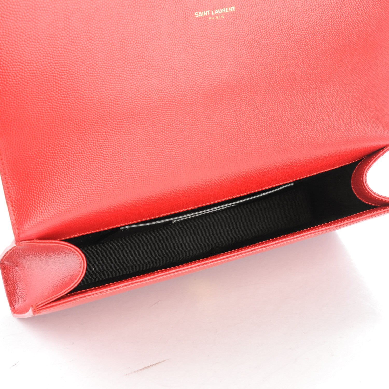 Saint Laurent Grain De Poudre Classic Monogram Clutch New Red 6 of 7