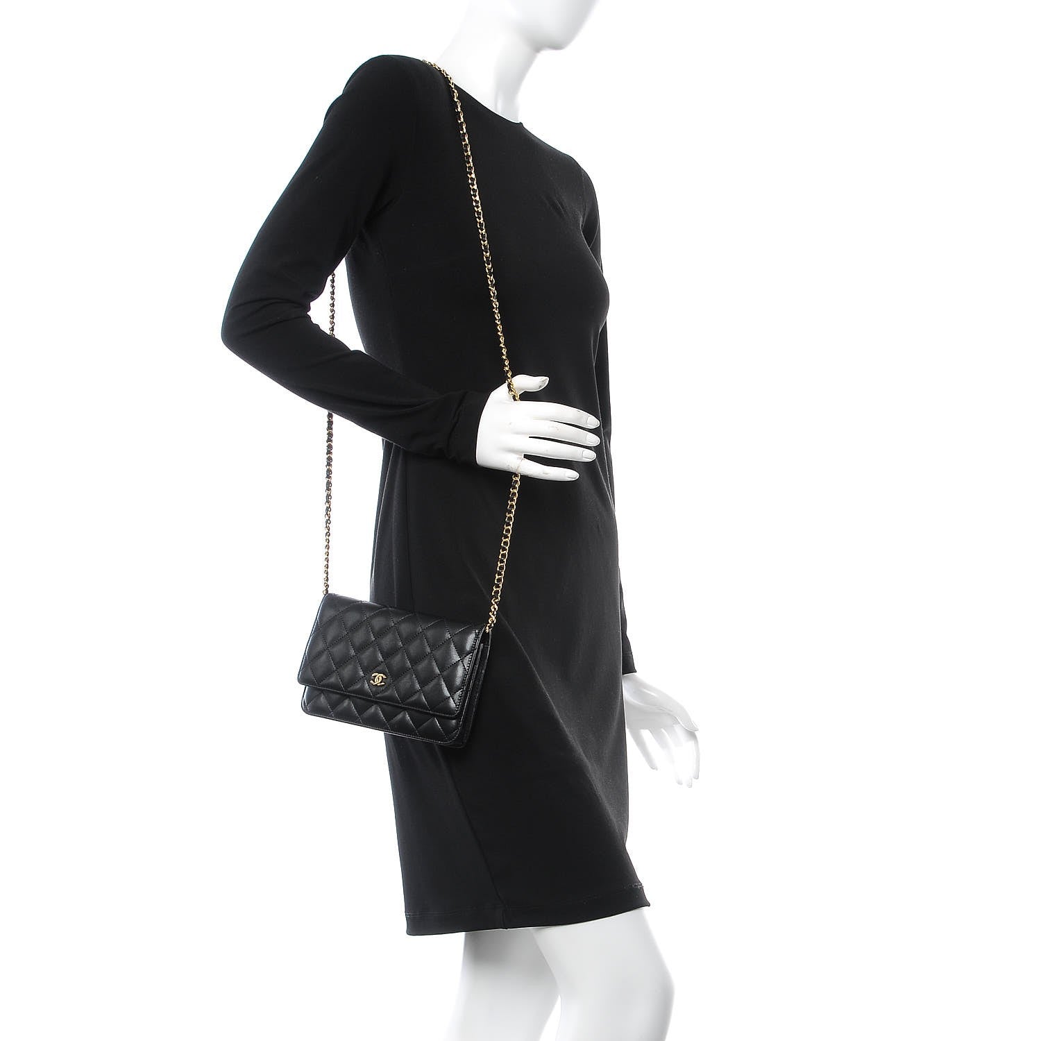 Chanel Lambskin Quilted Wallet On Chain WOC Black 2 of 10