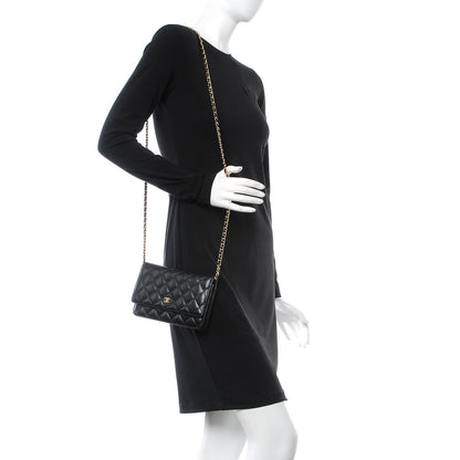 Chanel Lambskin Quilted Wallet On Chain WOC Black 2 of 10