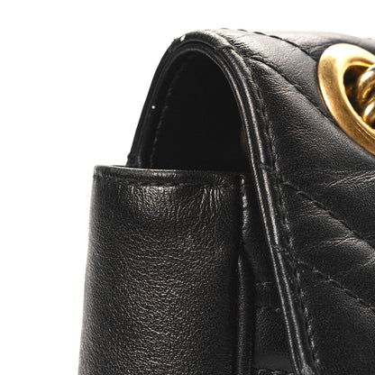 Gucci Calfskin Matelasse Mini GG Marmont Shoulder Bag Black 11 of 12