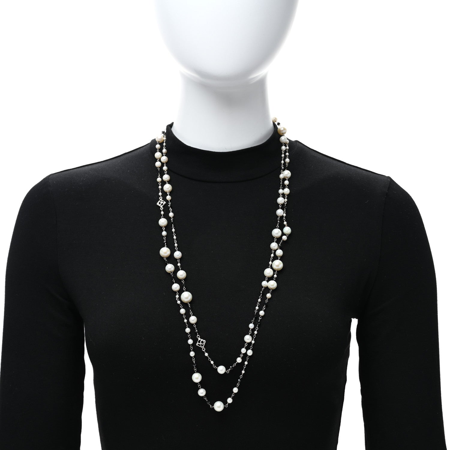 David Yurman Sterling Silver Black Onyx Pearl Graduated Necklace 2 of 4