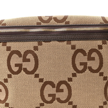 Gucci Monogram Jumbo GG Textured Dollar Calfskin Web Belt Bag Camel Ebony New Acero 8 of 10