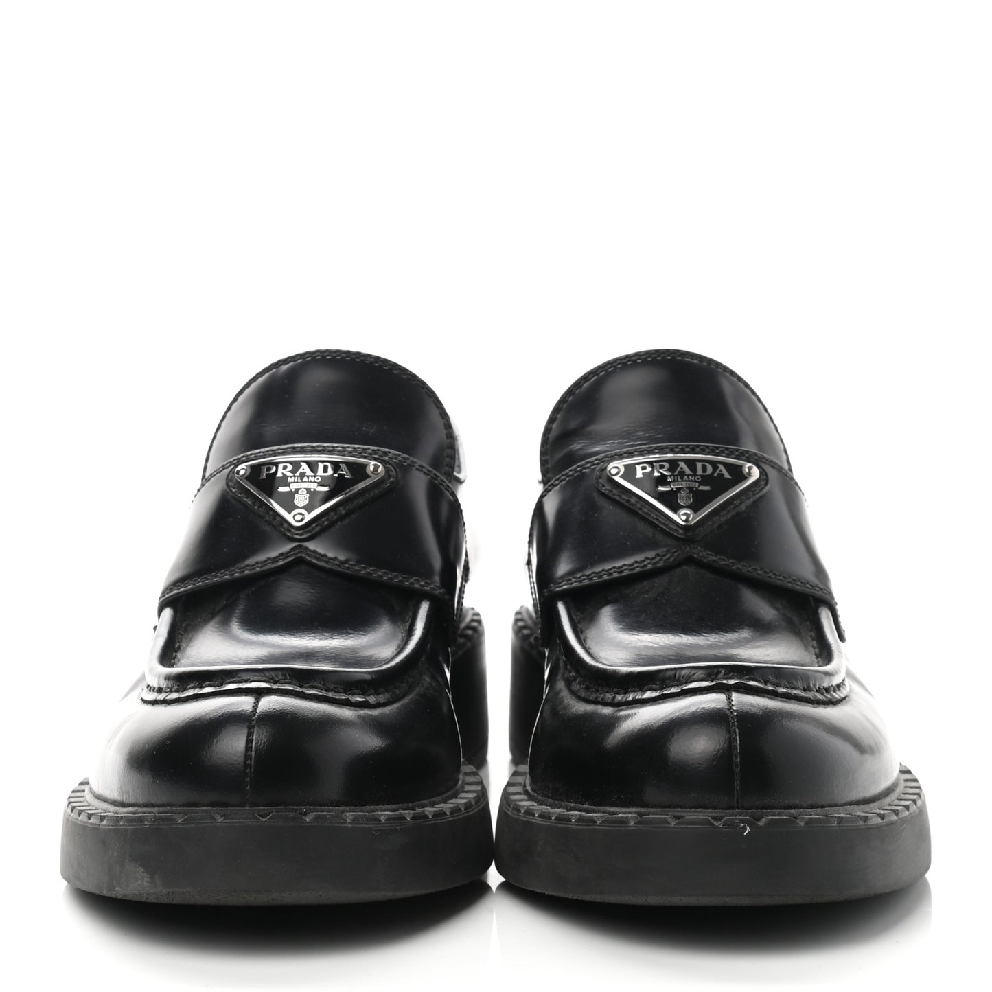 Spazzolato Metal Triangle Logo 50mm Loafers 38 Black
